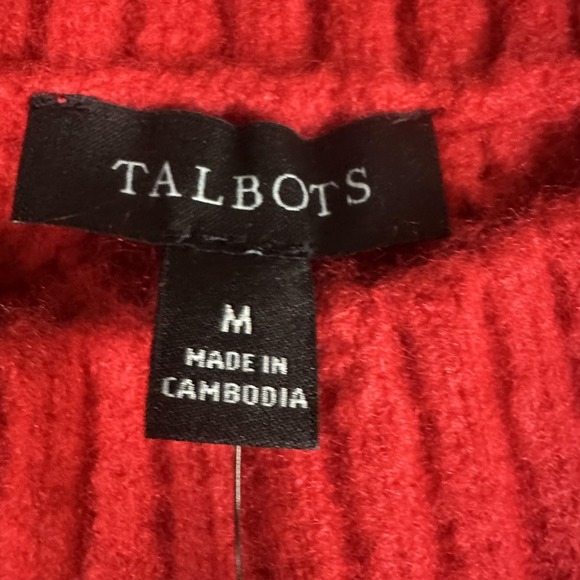 Talbots Sweater Womens Medium Red Diamond Knit Tunic Long Sleeve Crewneck Top - Picture 5 of 11